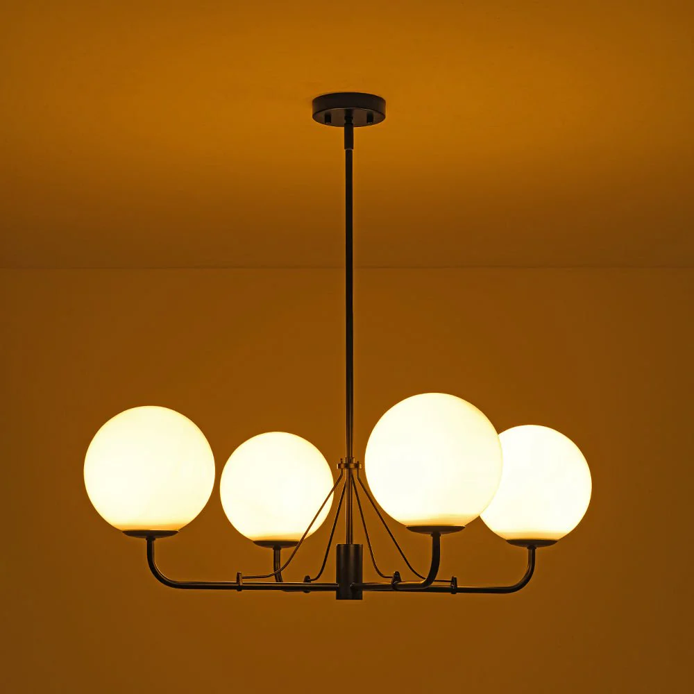 Luxury 4-Light Shine Opal Glass Globe Sputnik Chandelier - Image 8