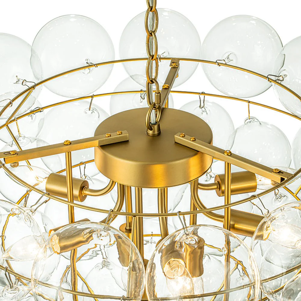 Luxury Brass Cluster Clear Glass Globe Bubble Chandelier - Image 10
