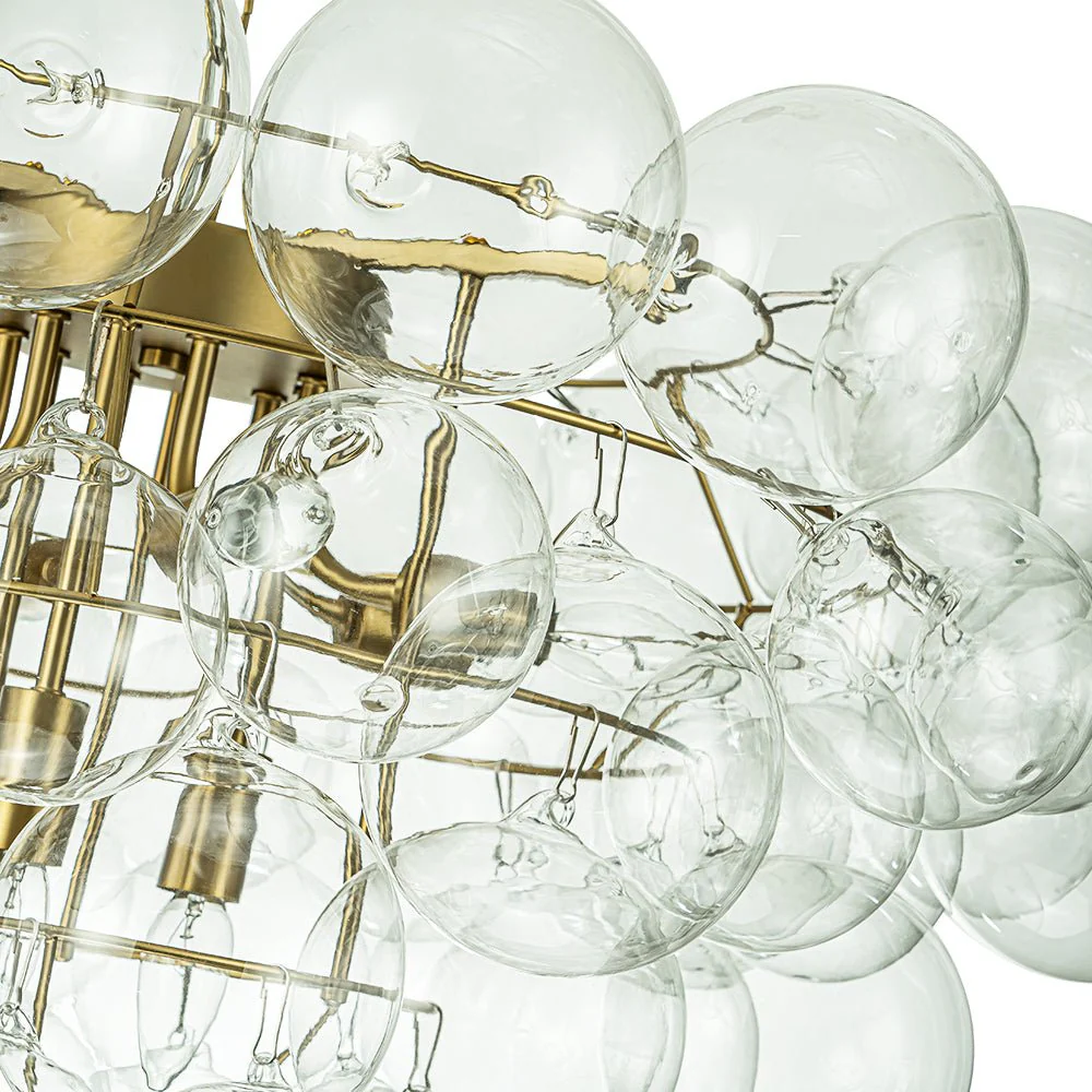 Luxury Brass Cluster Clear Glass Globe Bubble Chandelier - Image 11