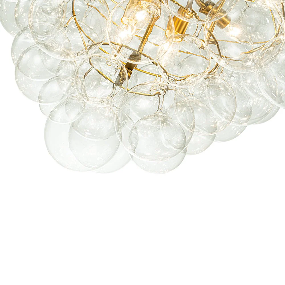 Luxury Brass Cluster Clear Glass Globe Bubble Chandelier - Image 13