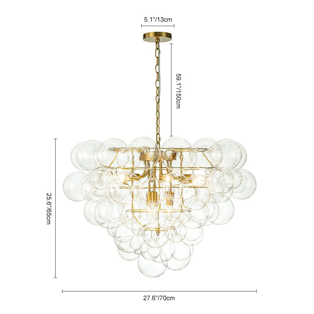 Luxury Brass Cluster Clear Glass Globe Bubble Chandelier - Image 15