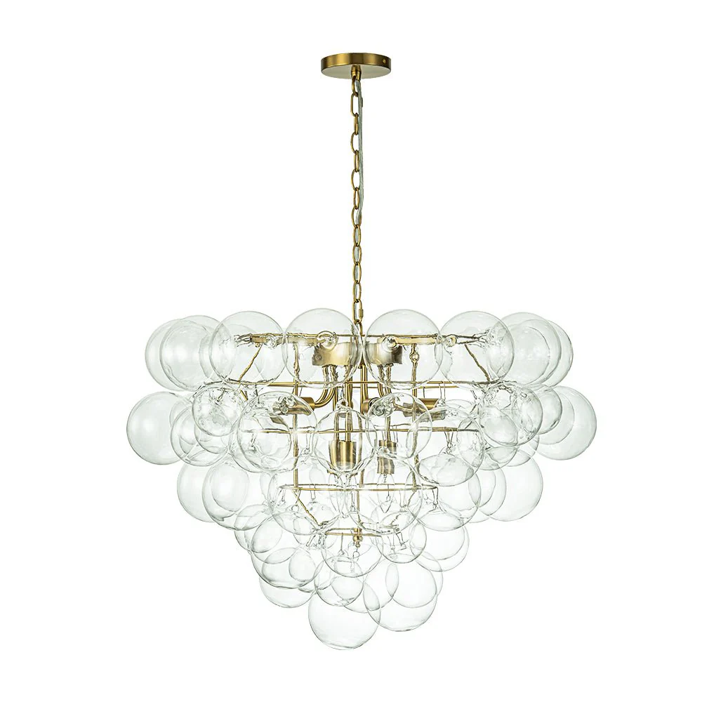 Luxury Brass Cluster Clear Glass Globe Bubble Chandelier - Image 6