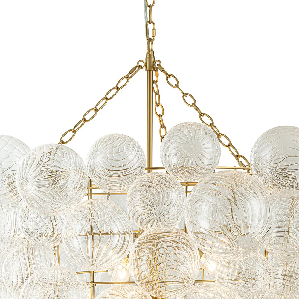 Luxury Cascade Cluster Ribbed Glass Bubble Entry Chandelier - Image 12