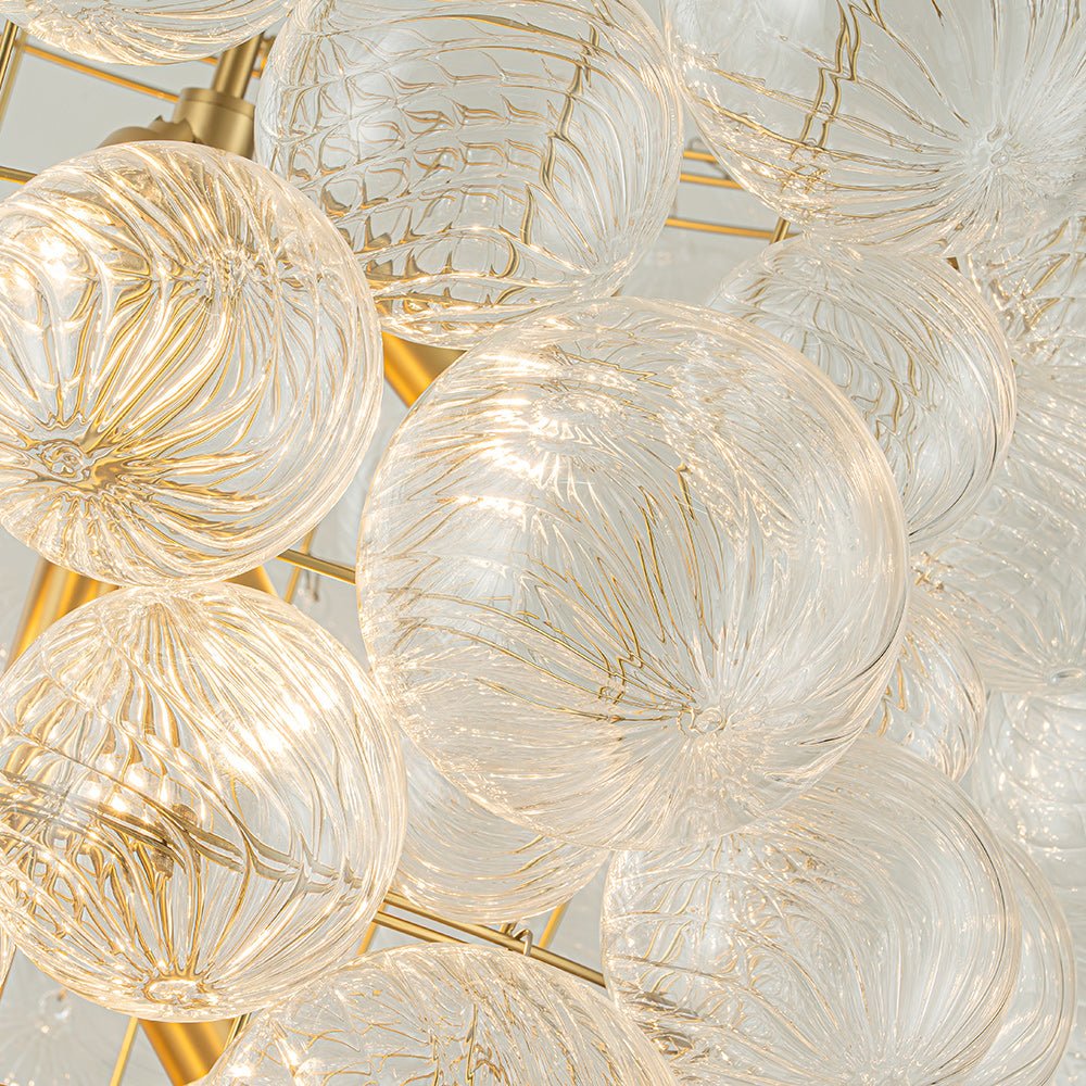 Luxury Cascade Cluster Ribbed Glass Bubble Entry Chandelier - Image 14