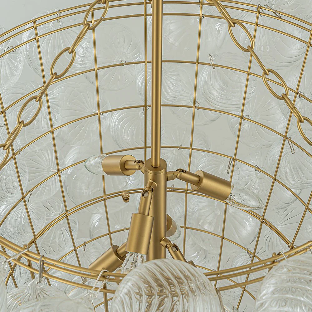 Luxury Cascade Cluster Ribbed Glass Bubble Entry Chandelier - Image 17