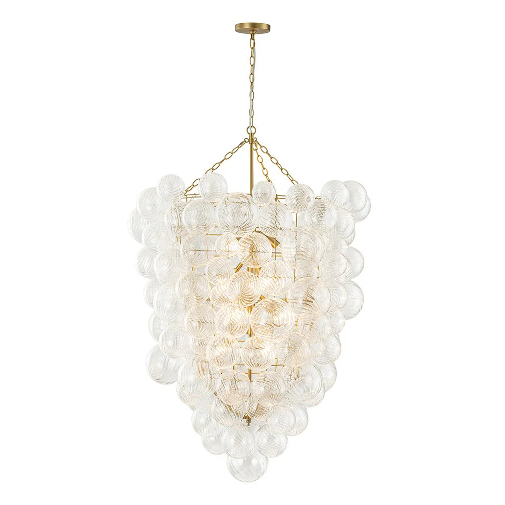 Luxury Cascade Cluster Ribbed Glass Bubble Entry Chandelier - Image 4