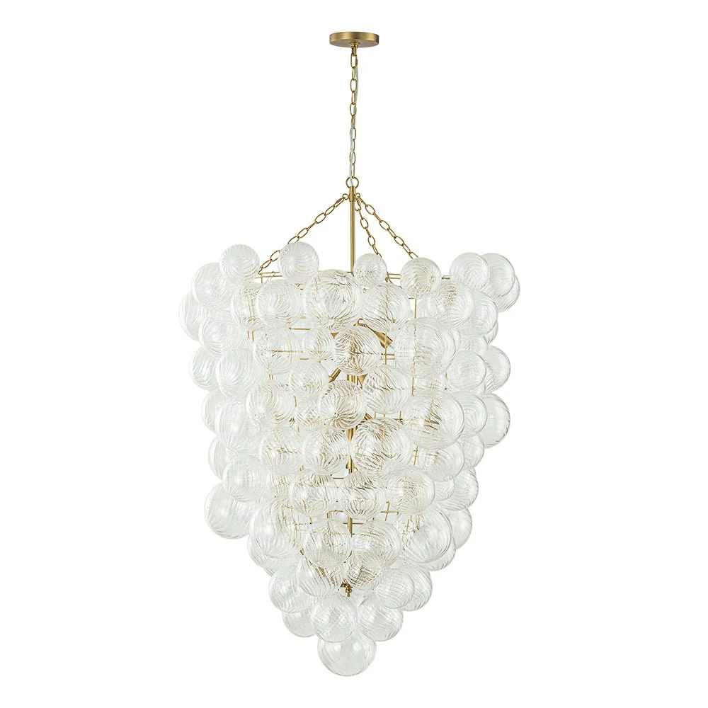 Luxury Cascade Cluster Ribbed Glass Bubble Entry Chandelier - Image 5
