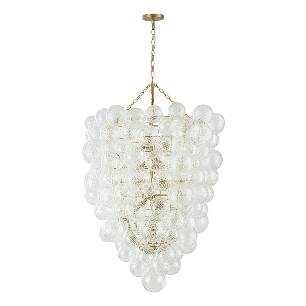 Luxury Cascade Cluster Ribbed Glass Bubble Entry Chandelier - Image 7