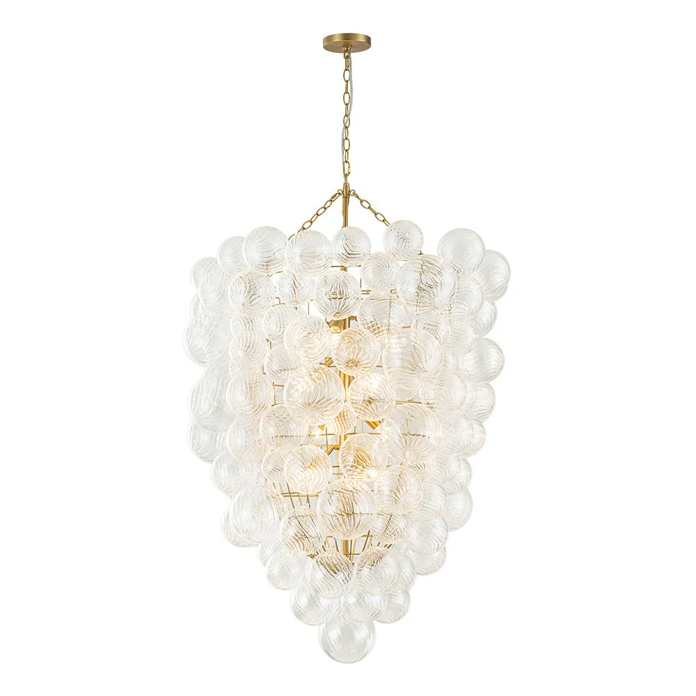Luxury Cascade Cluster Ribbed Glass Bubble Entry Chandelier - Image 8