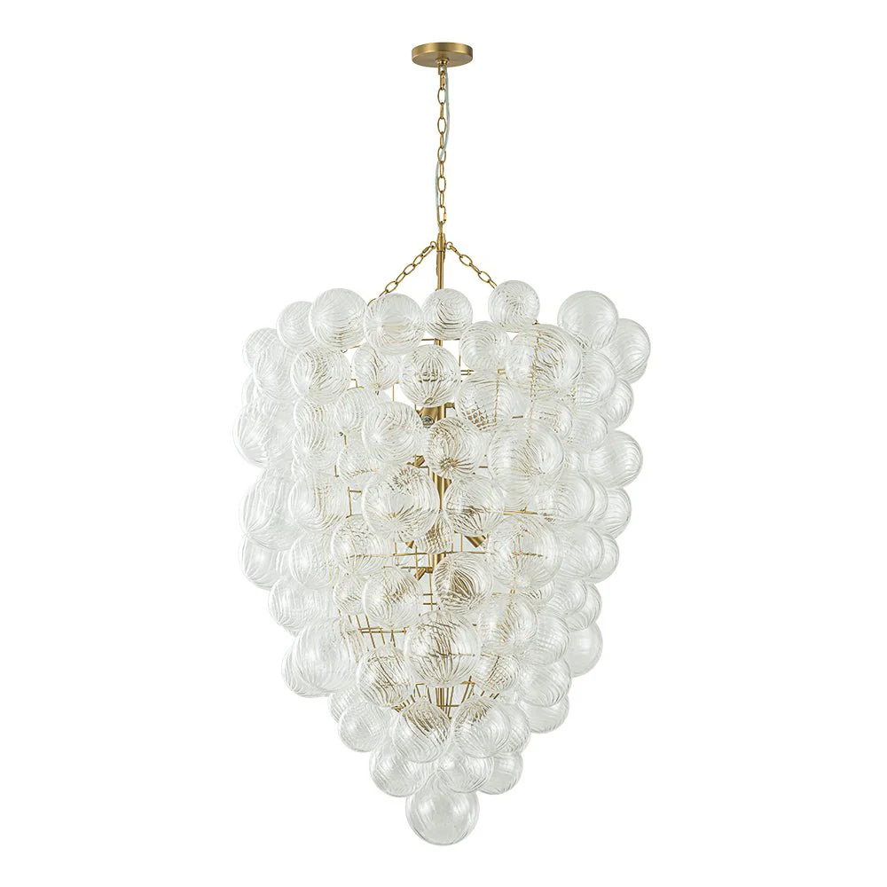 Luxury Cascade Cluster Ribbed Glass Bubble Entry Chandelier - Image 9