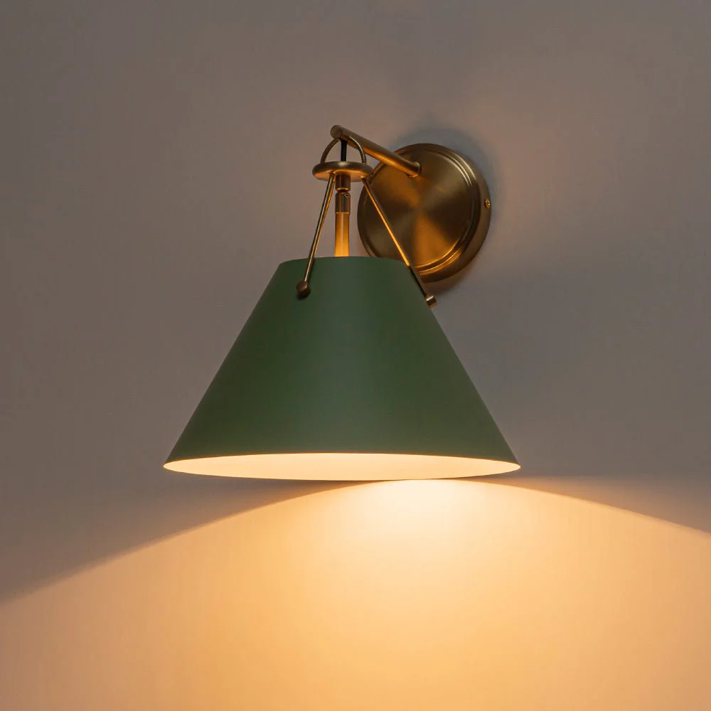 Macaron Brass Green 1-Light Iron Conical Wall Sconce - Image 12