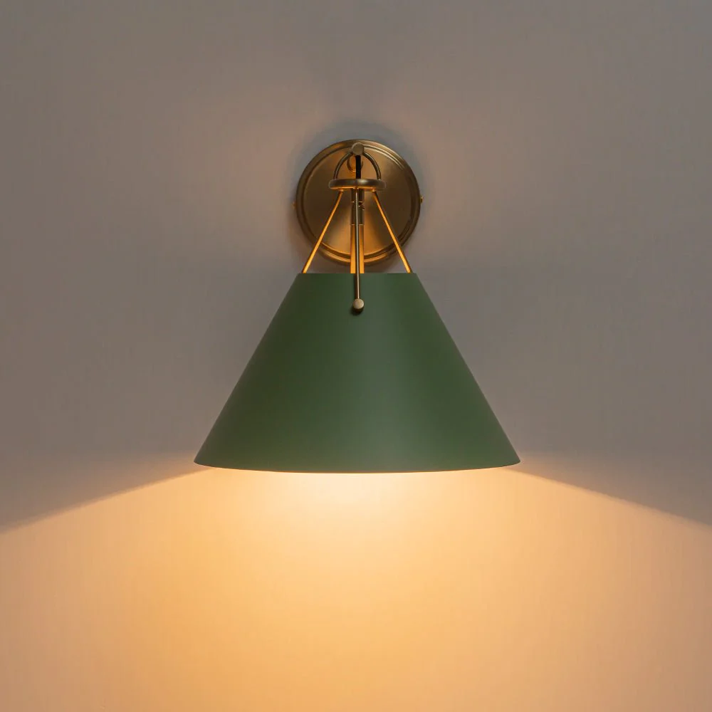 Macaron Brass Green 1-Light Iron Conical Wall Sconce - Image 13