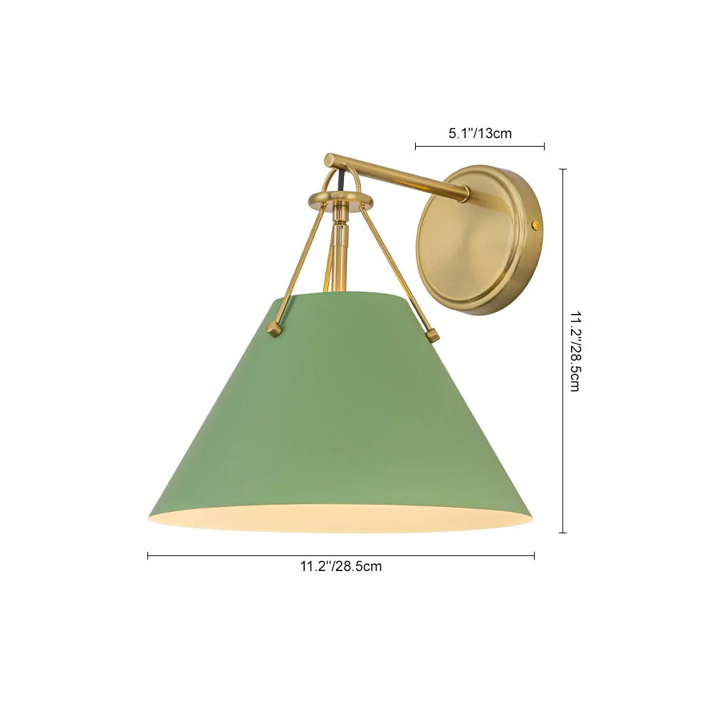 Macaron Brass Green 1-Light Iron Conical Wall Sconce - Image 14