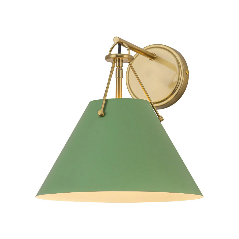 Macaron Brass Green 1-Light Iron Conical Wall Sconce - Image 3