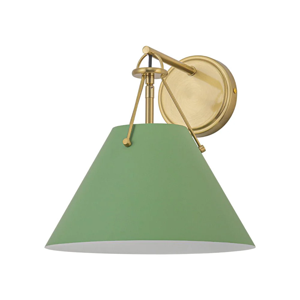 Macaron Brass Green 1-Light Iron Conical Wall Sconce - Image 4