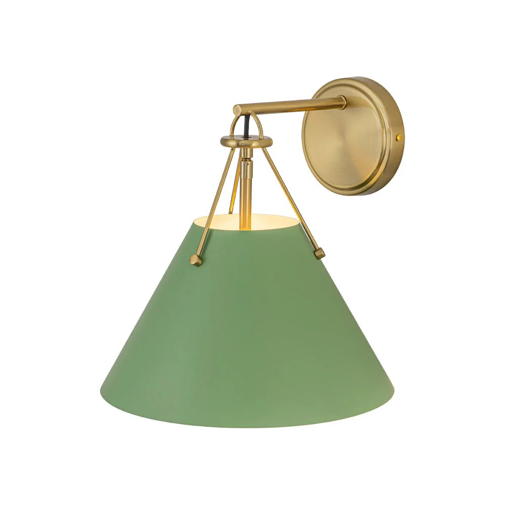 Macaron Brass Green 1-Light Iron Conical Wall Sconce - Image 5