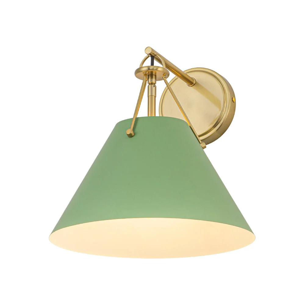 Macaron Brass Green 1-Light Iron Conical Wall Sconce - Image 6