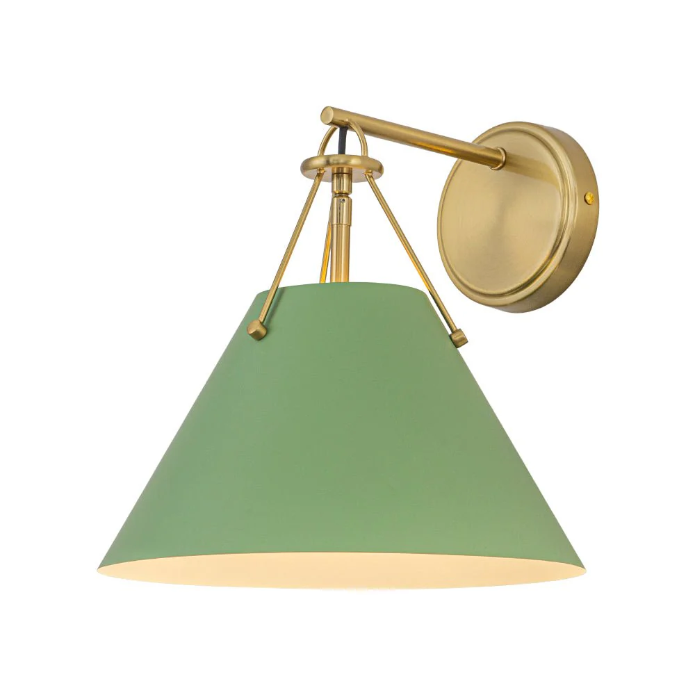Macaron Brass Green 1-Light Iron Conical Wall Sconce - Image 7