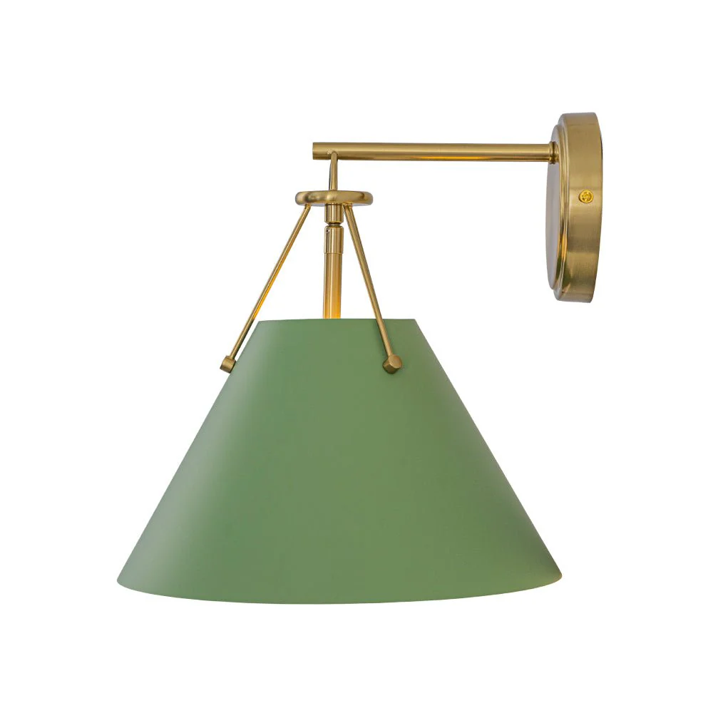Macaron Brass Green 1-Light Iron Conical Wall Sconce - Image 8