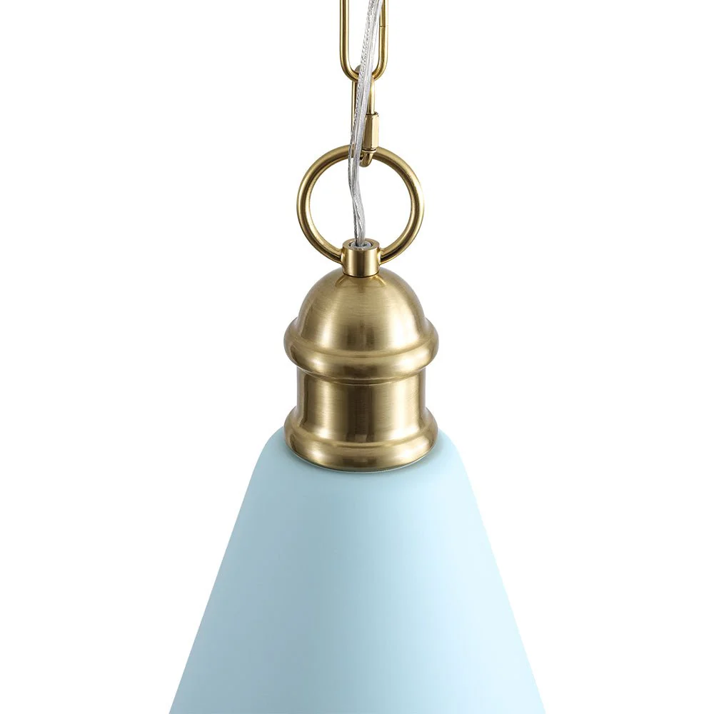 Macaron Brass Baby Blue 1-Light Iron Conical Kitchen Pendant - Image 11