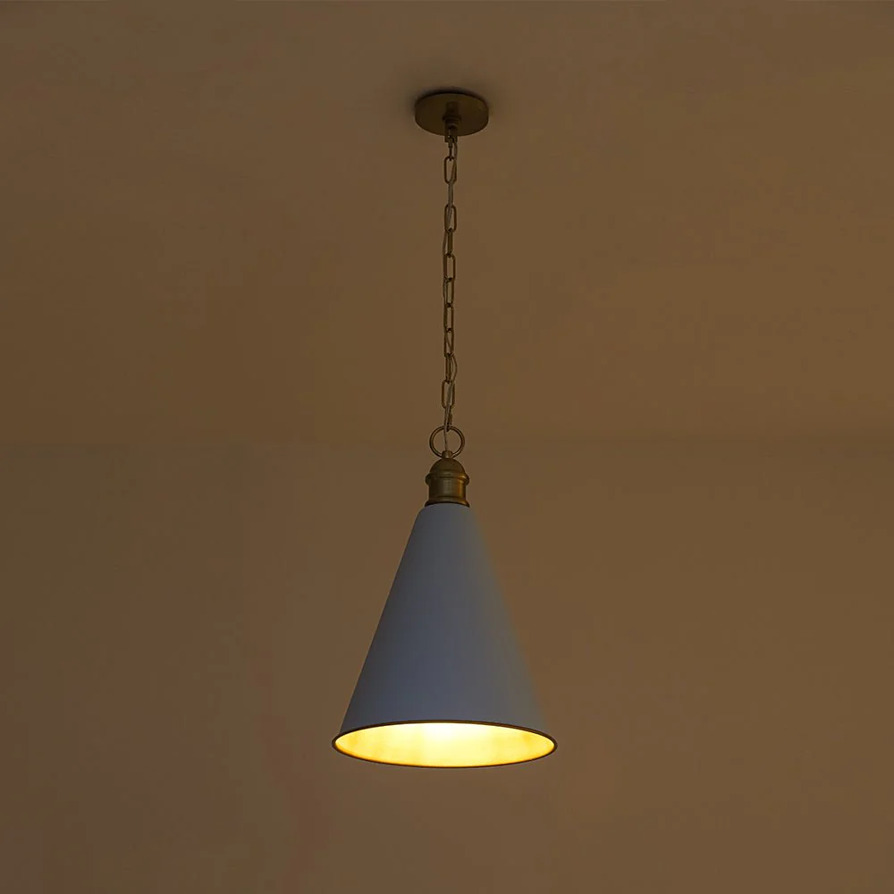 Macaron Brass Baby Blue 1-Light Iron Conical Kitchen Pendant - Image 13