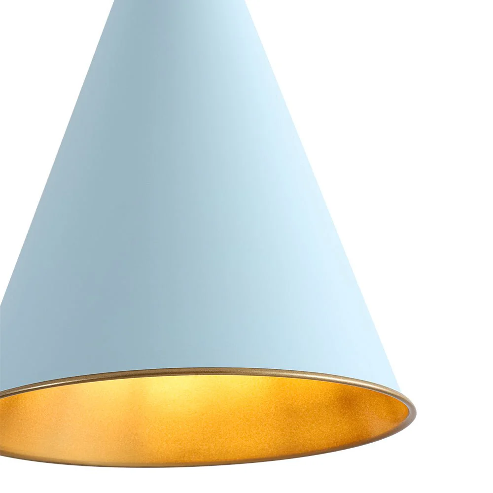 Macaron Brass Baby Blue 1-Light Iron Conical Kitchen Pendant - Image 8