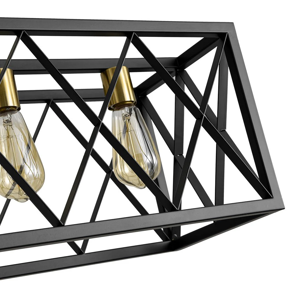 Matte Black 5-Light Cross Framed Box Kitchen Island Chandelier - Image 12