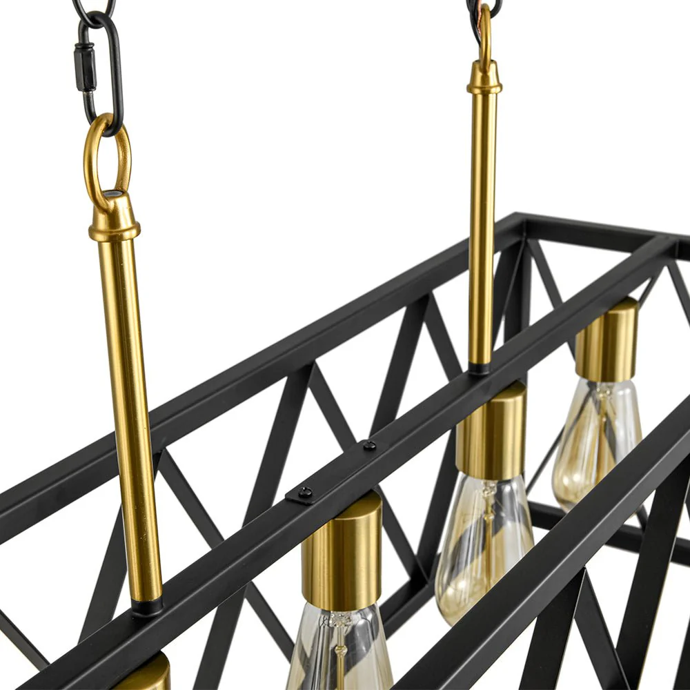Matte Black 5-Light Cross Framed Box Kitchen Island Chandelier - Image 13