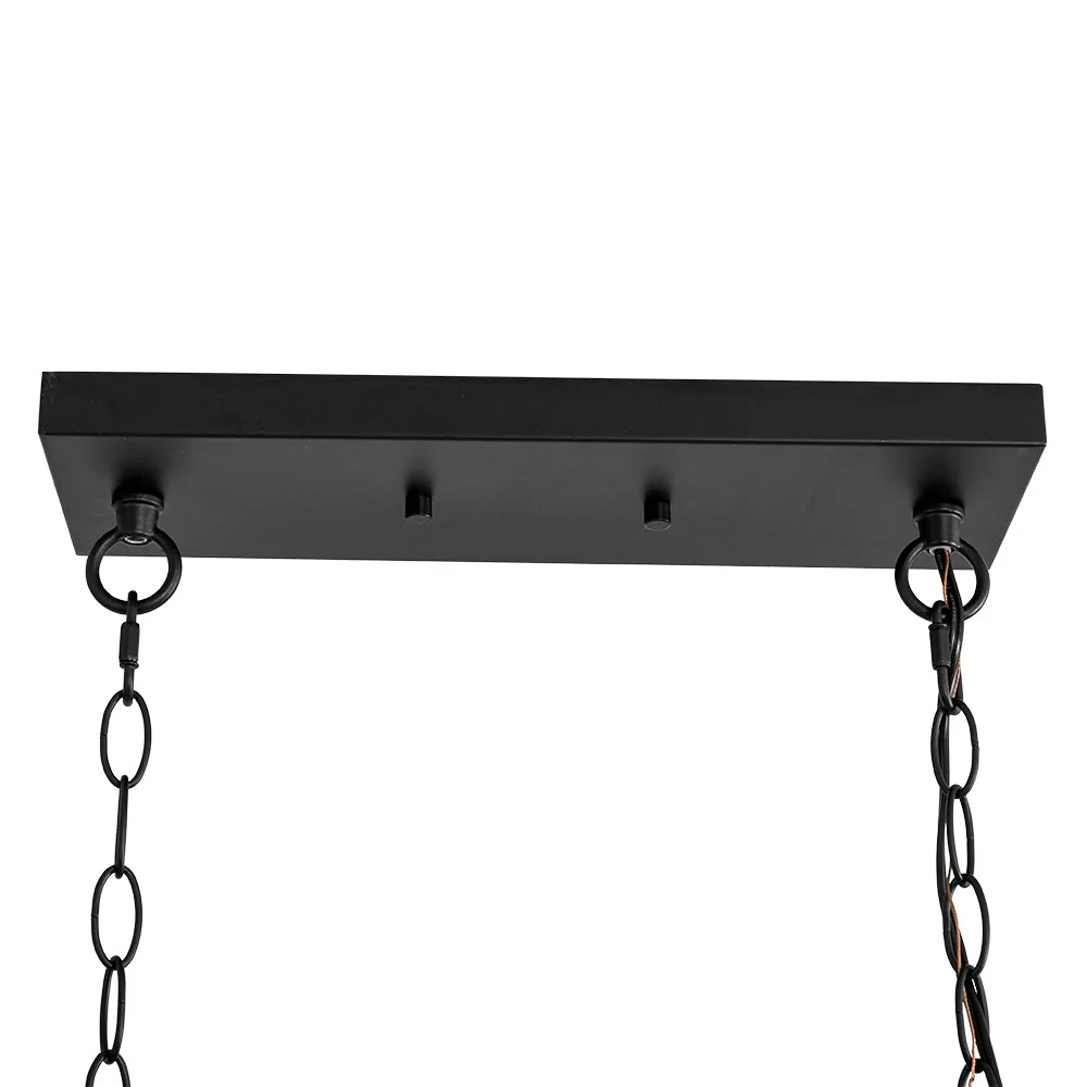 Matte Black 5-Light Cross Framed Box Kitchen Island Chandelier - Image 14