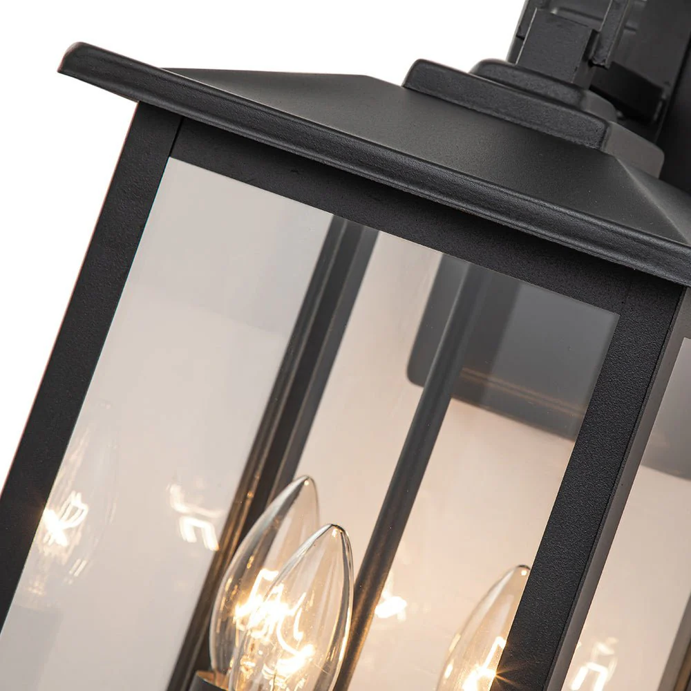 IP23 Matte Black Farmhouse 3-Light Lantern Outdoor Wall Light - Image 7