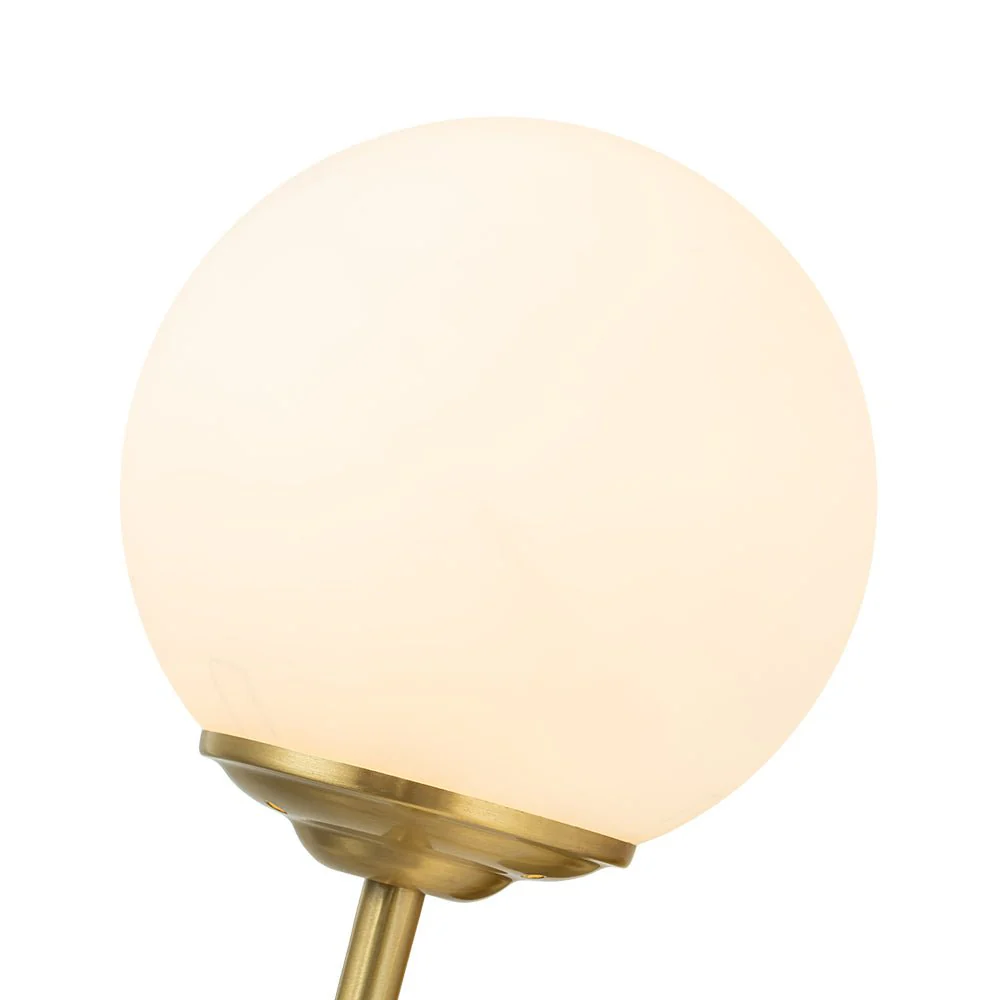 Mid-Century 1-Light Brass Frosted Glass Globe Wall Sconce - Image 7