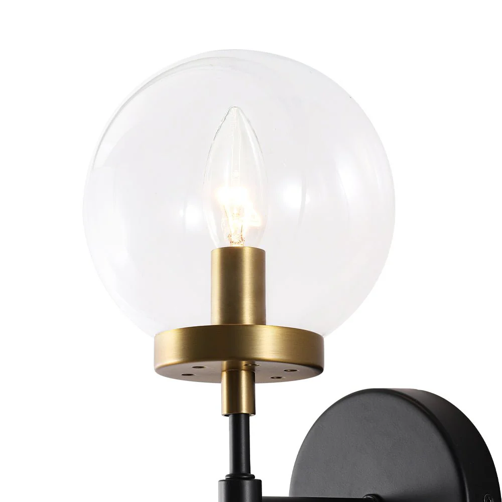 Mid-Century 1-Light Clear Glass Globe Vanity Wall Sconce - Image 11