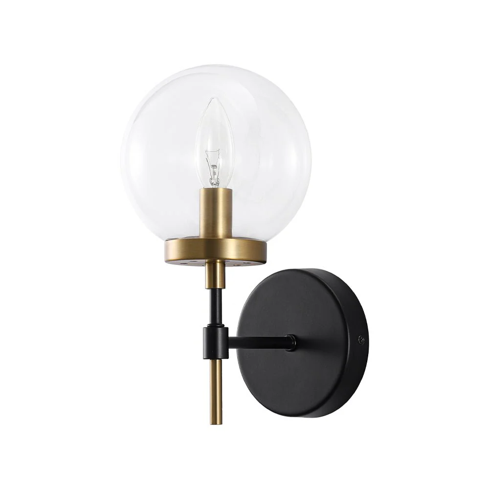 Mid-Century 1-Light Clear Glass Globe Vanity Wall Sconce - Image 3