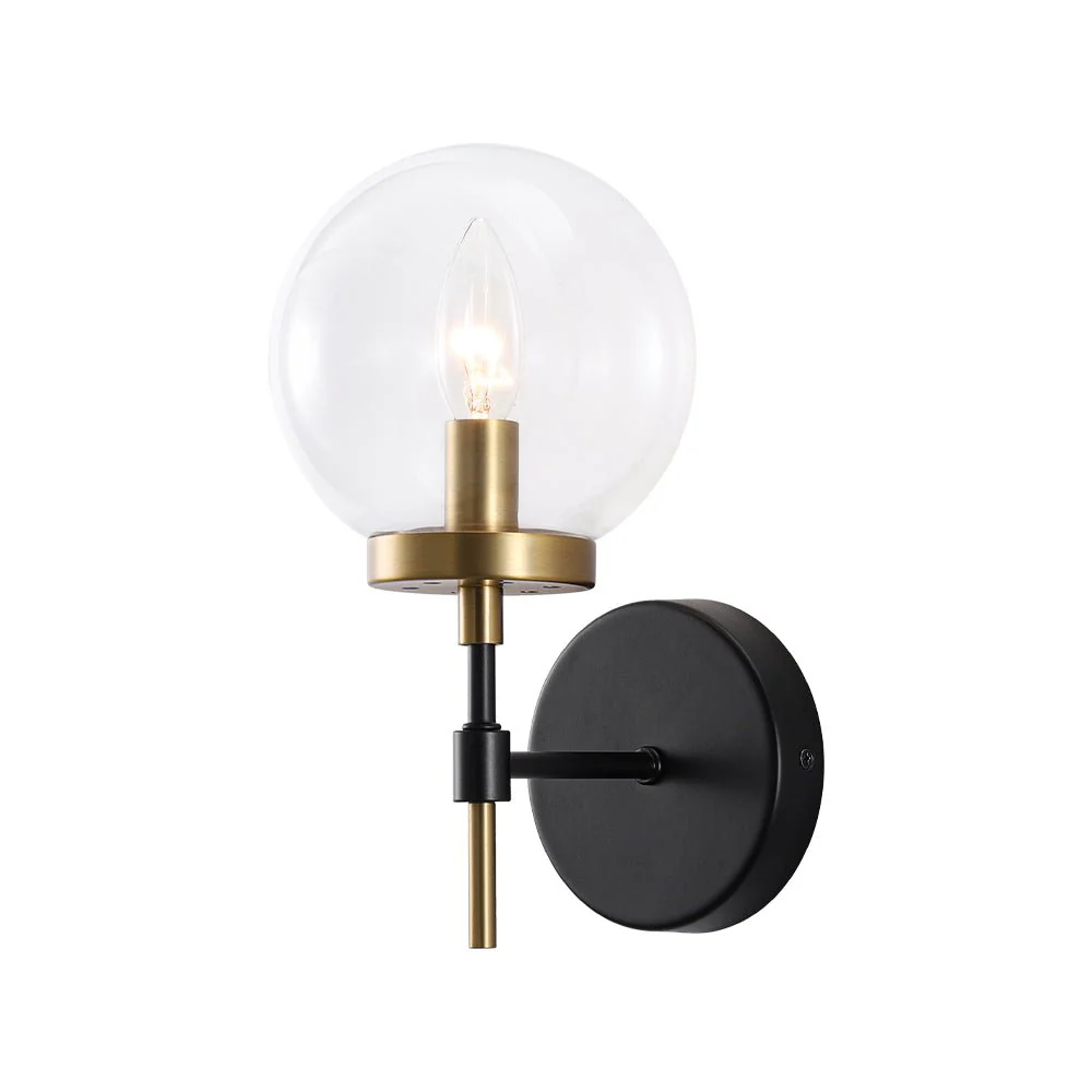 Mid-Century 1-Light Clear Glass Globe Vanity Wall Sconce - Image 4