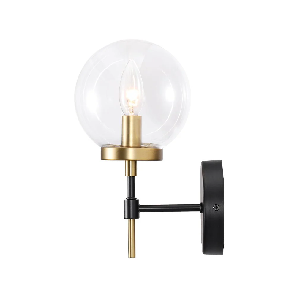 Mid-Century 1-Light Clear Glass Globe Vanity Wall Sconce - Image 5