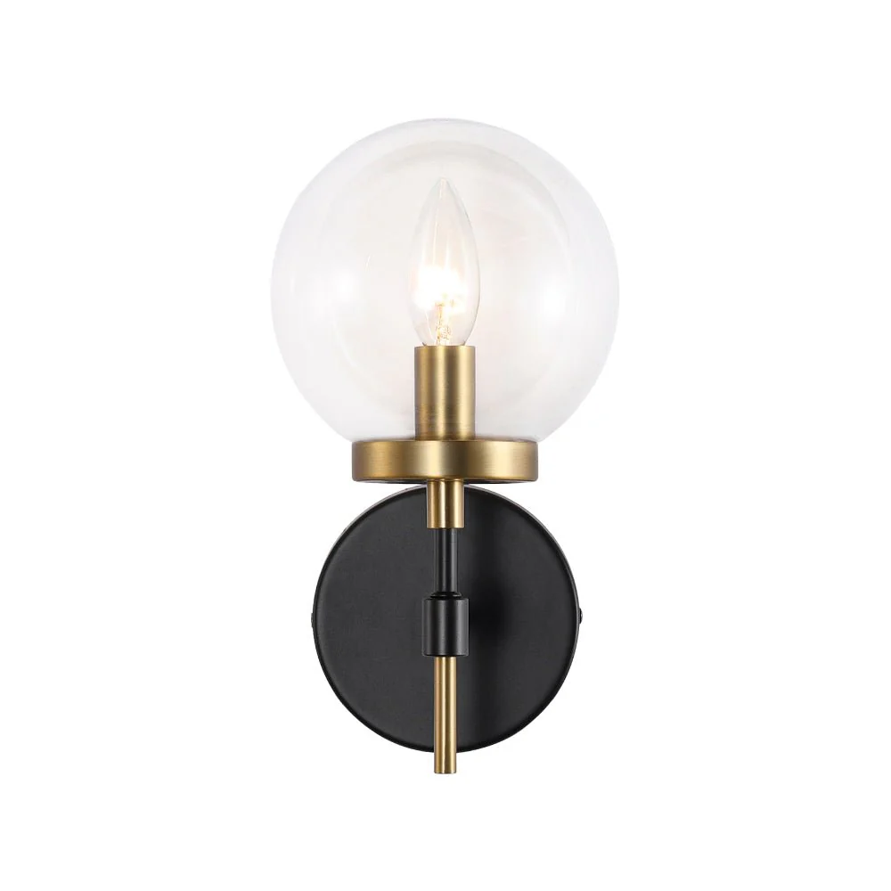 Mid-Century 1-Light Clear Glass Globe Vanity Wall Sconce - Image 6