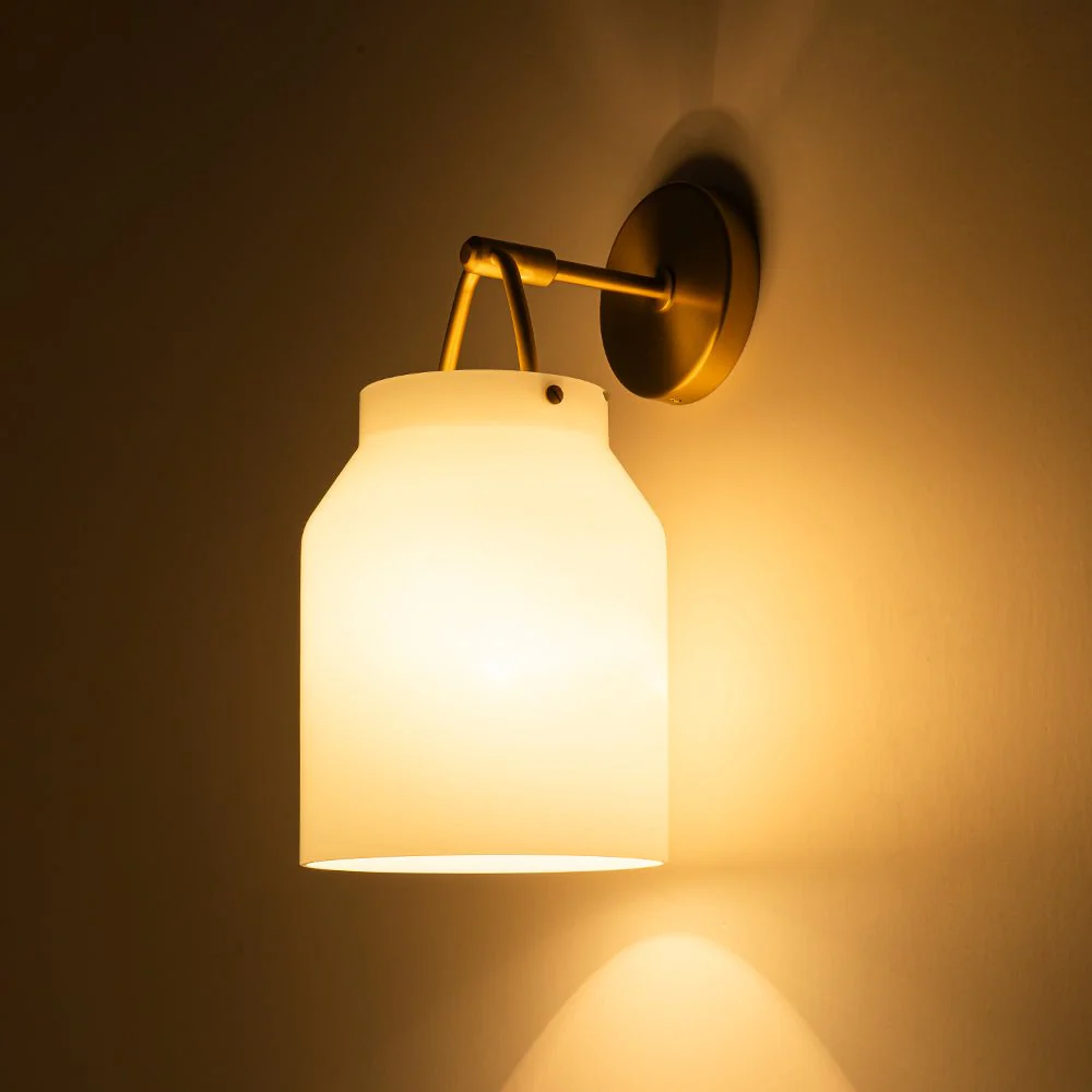 Mid-Century 1-Light Hanging Jar Shade Wall Sconce - Image 5