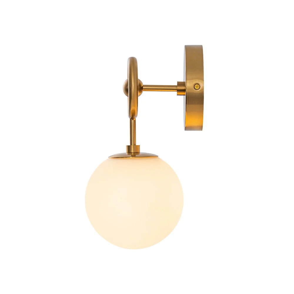 Mid-Century 1-Light Opal Glass Globe Armed Vanity Wall Sconce - Image 6