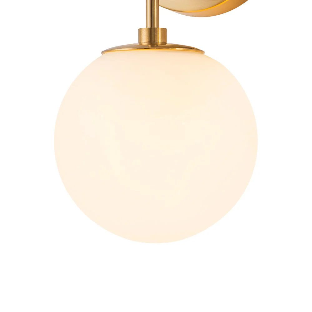 Mid-Century 1-Light Opal Glass Globe Armed Vanity Wall Sconce - Image 8