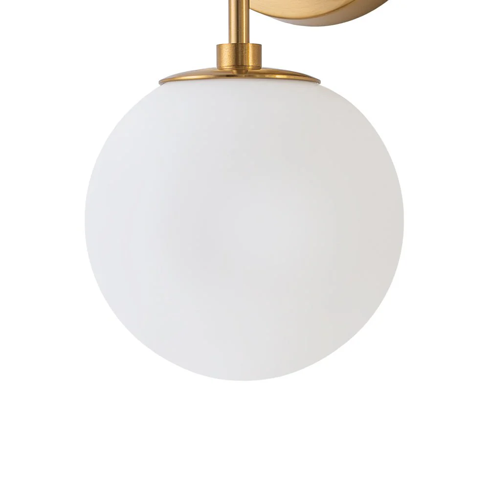Mid-Century 1-Light Opal Glass Globe Armed Vanity Wall Sconce - Image 9