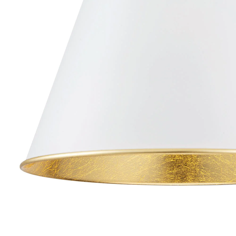 Mid-Century 1-Light White Gold Metal Conical Pendant Light - Image 10