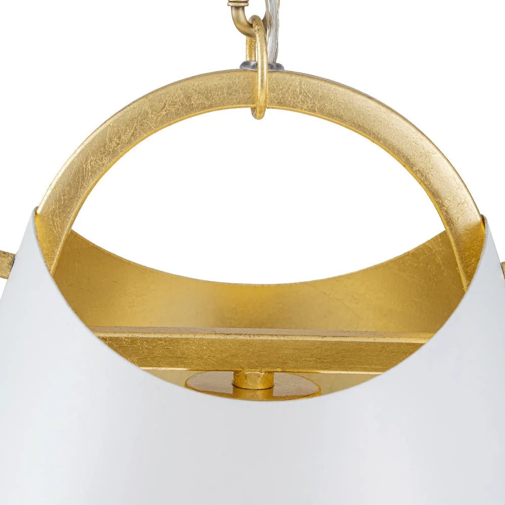 Mid-Century 1-Light White Gold Metal Conical Pendant Light - Image 12