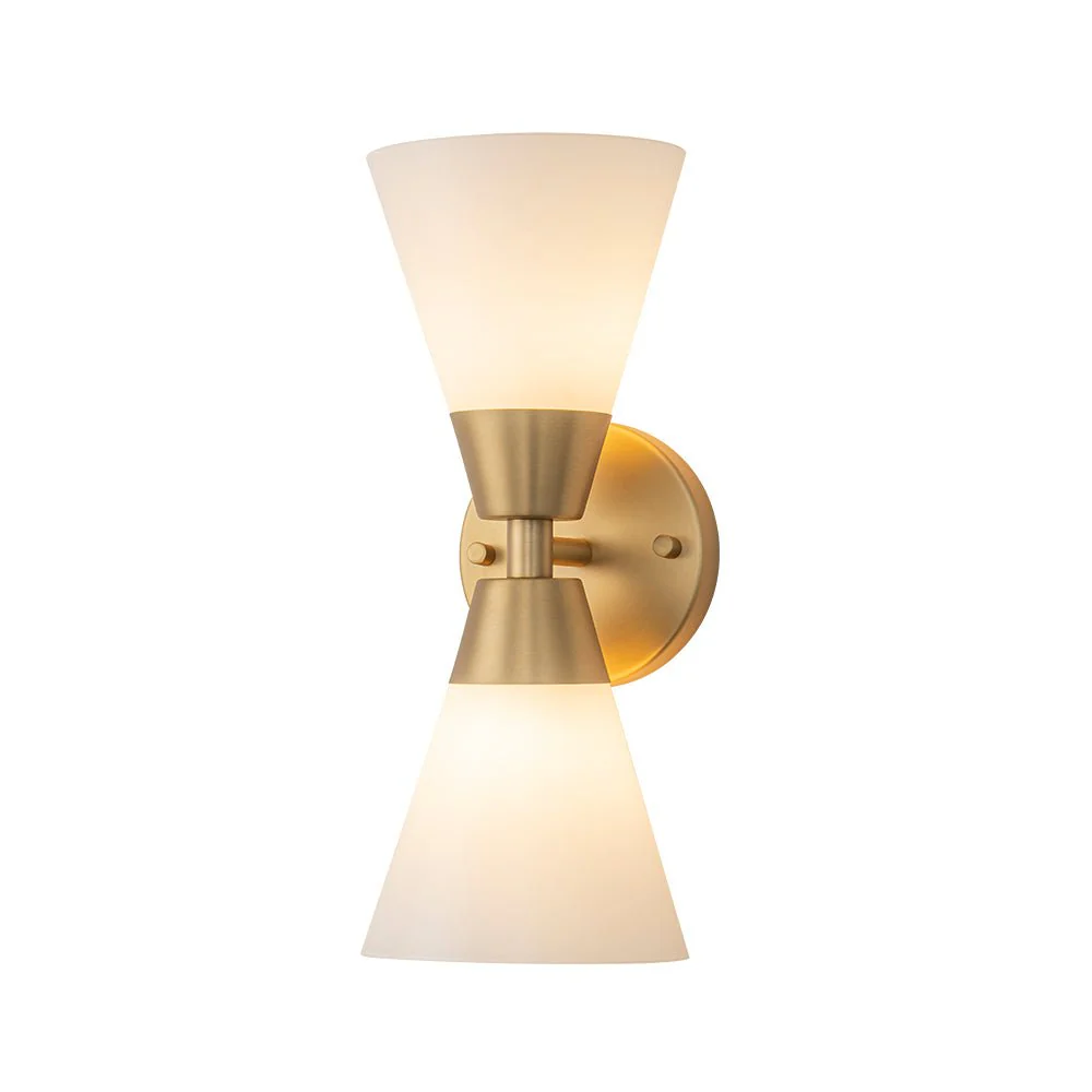 Mid-Century 2-Light Up Down Opal Glass Cone Wall Sconce - Image 10