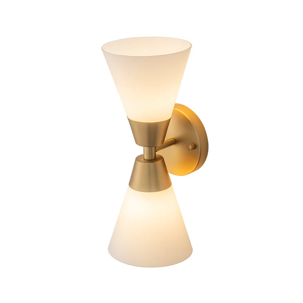 Mid-Century 2-Light Up Down Opal Glass Cone Wall Sconce - Image 11
