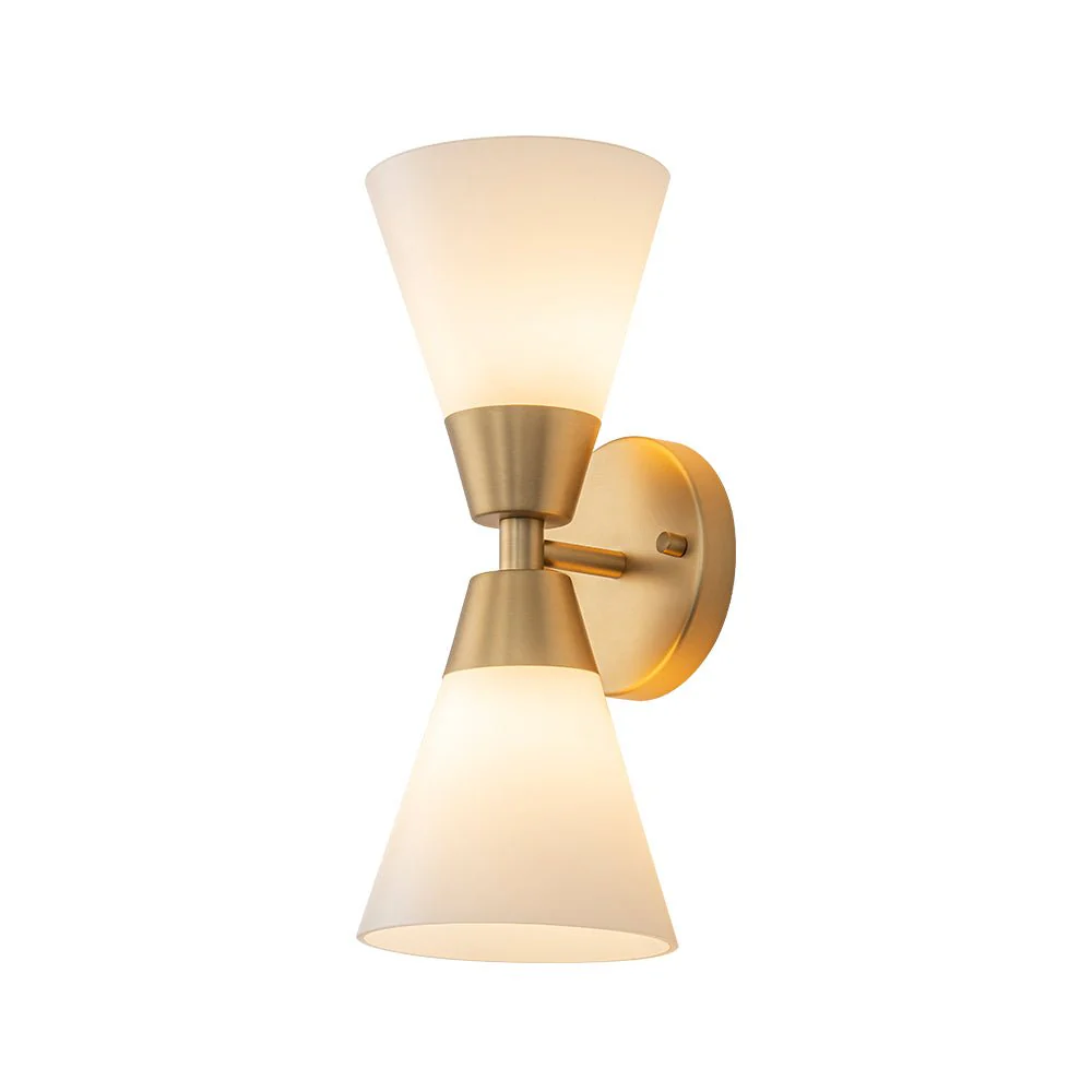 Mid-Century 2-Light Up Down Opal Glass Cone Wall Sconce - Image 12