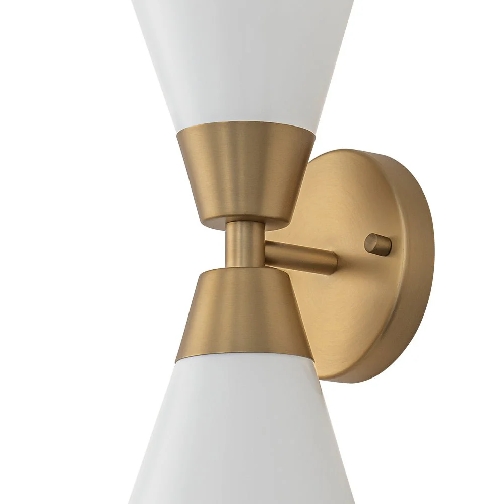 Mid-Century 2-Light Up Down Opal Glass Cone Wall Sconce - Image 14