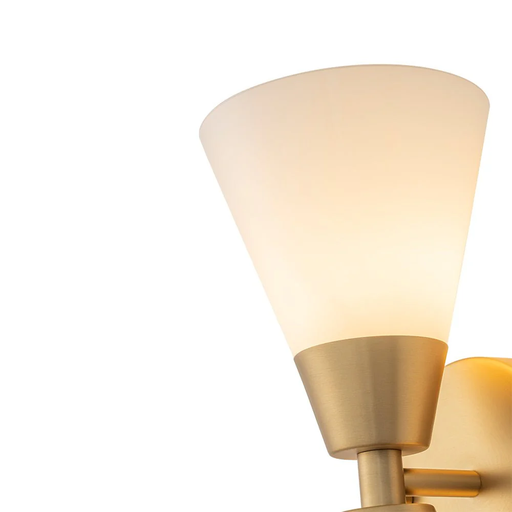 Mid-Century 2-Light Up Down Opal Glass Cone Wall Sconce - Image 15