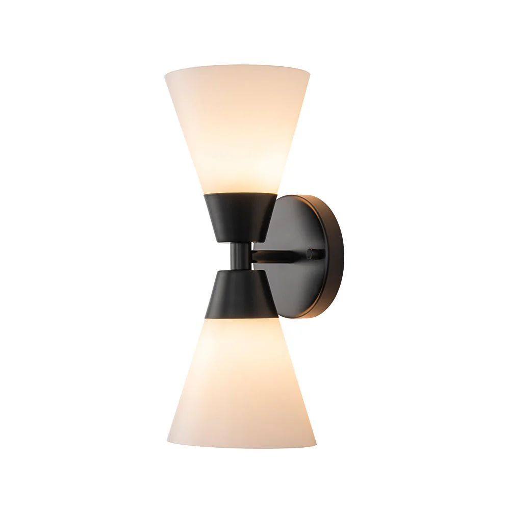 Mid-Century 2-Light Up Down Opal Glass Cone Wall Sconce - Image 16