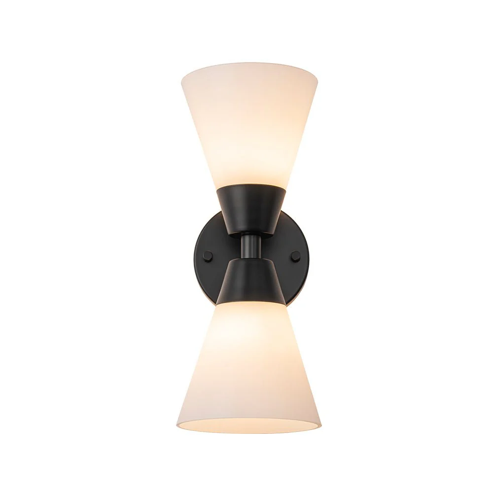 Mid-Century 2-Light Up Down Opal Glass Cone Wall Sconce - Image 18