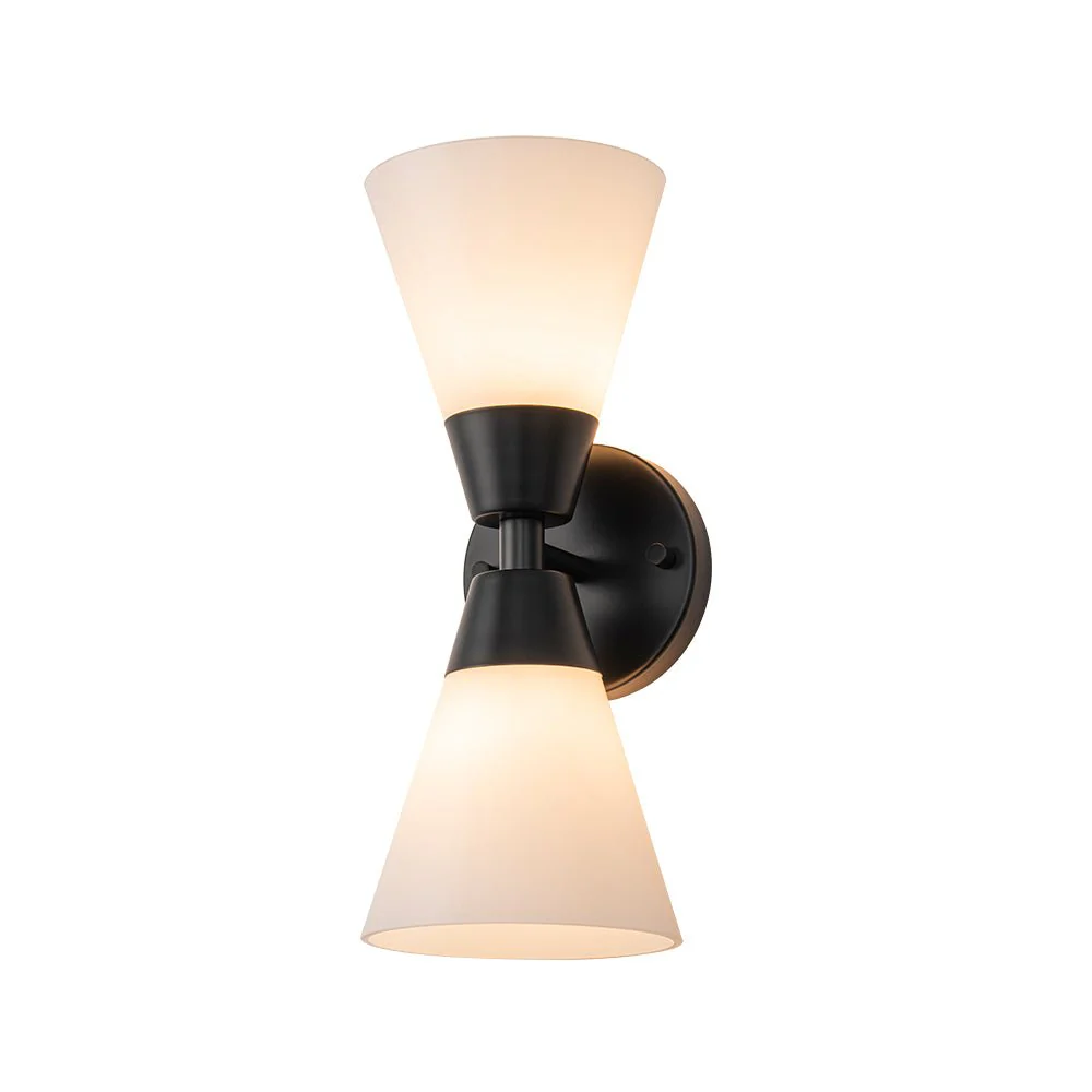Mid-Century 2-Light Up Down Opal Glass Cone Wall Sconce - Image 20